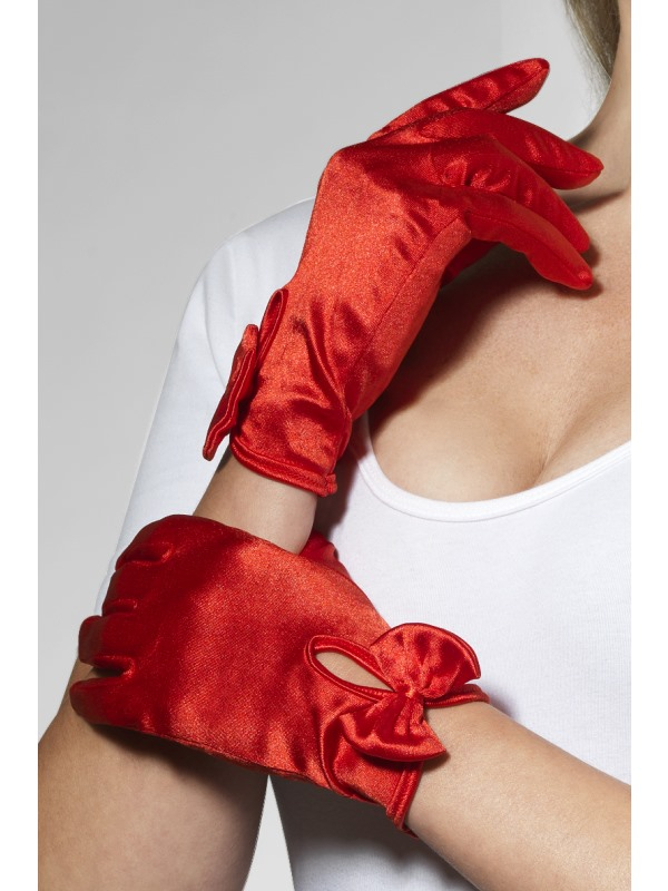 Rode Glimmende Handschoenen met Strik