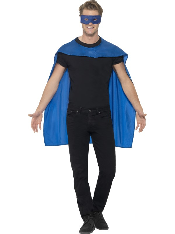 Superheld Blauwe Cape met Oogmasker