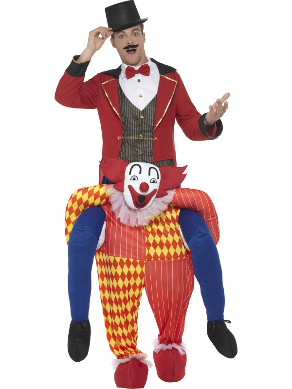 Op de rug van een Clown kostuum