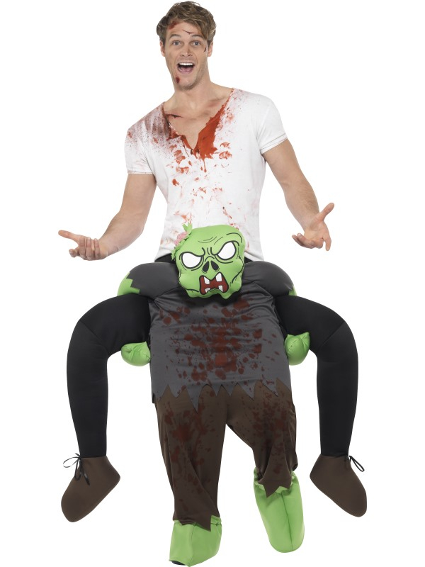 Op de rug van een Zombie kostuum