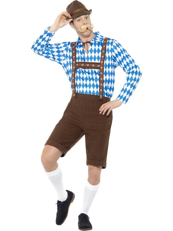 Bavarian tiroler oktoberfest kostuum blauw