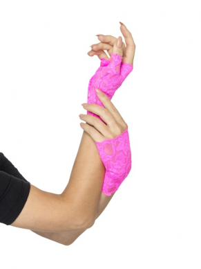 Jaren 80 vingerloze handschoenen Roze