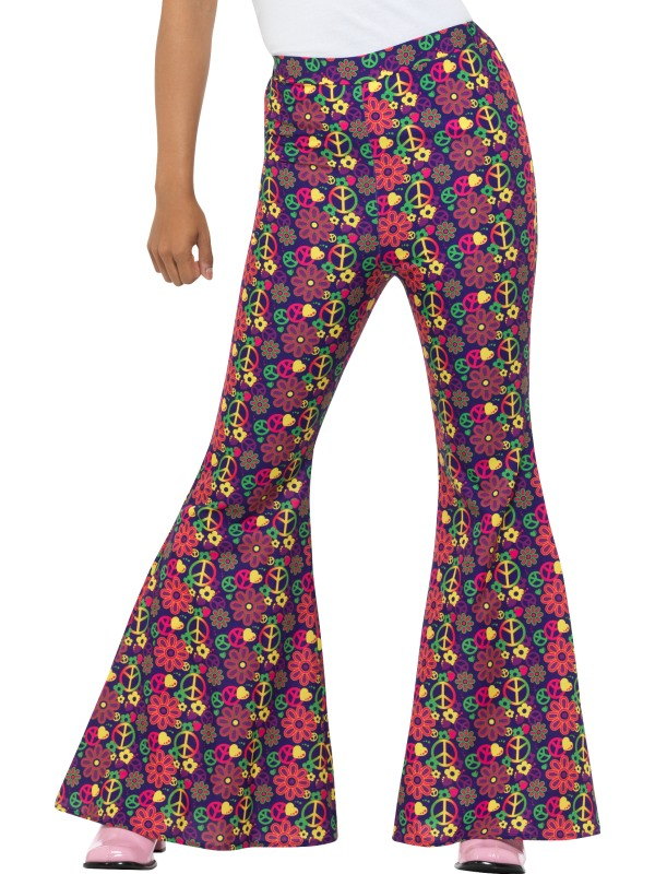 60s Psychedelic CND Flared Trousers, Dames