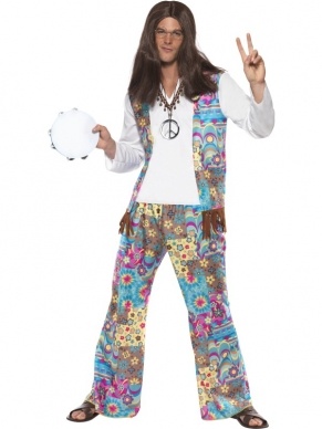 Groovy Hippie Heren kostuum jaren 60