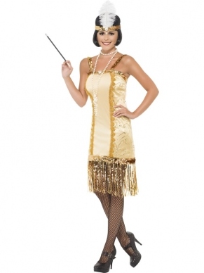 Charleston Flapper kostuum goud