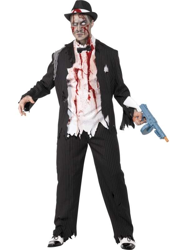 Zombie Gangster Kostuum zwart