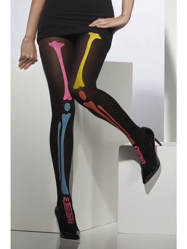 Panty zwart met Neon Skelet Print