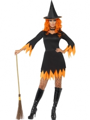 Heksen kostuum zwart oranje