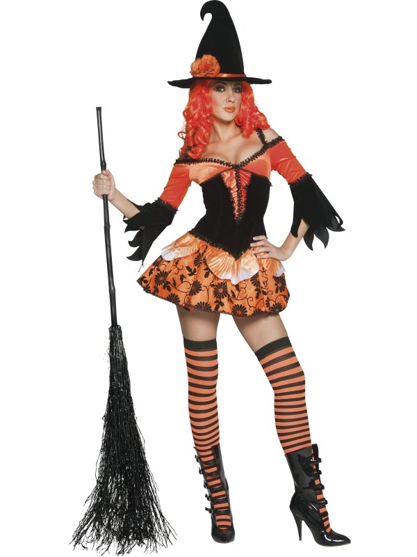 Oranje Zwart Heksen kostuum