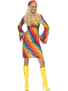 Regenboog jurkje jaren 60 style