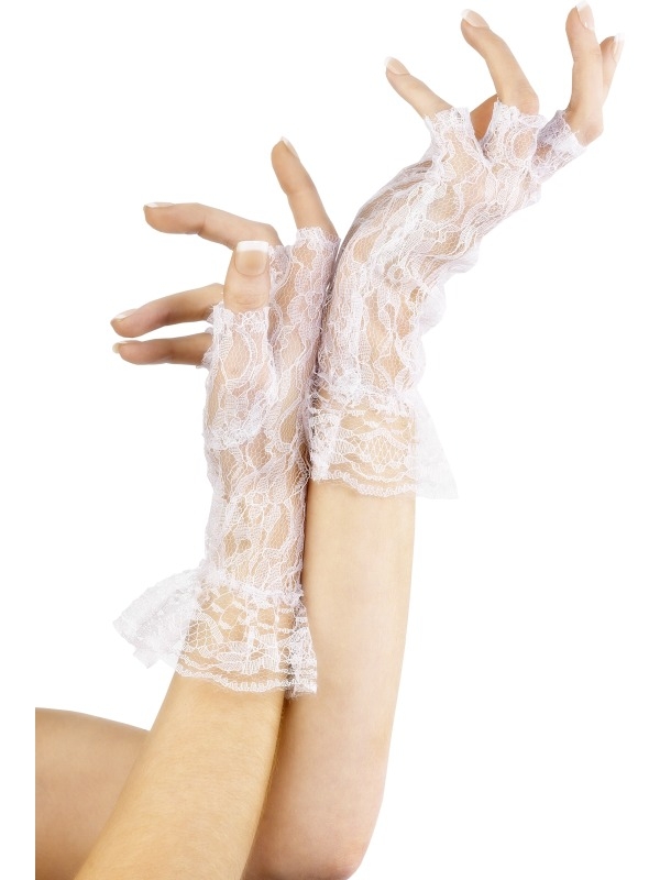Handschoenen wit kant