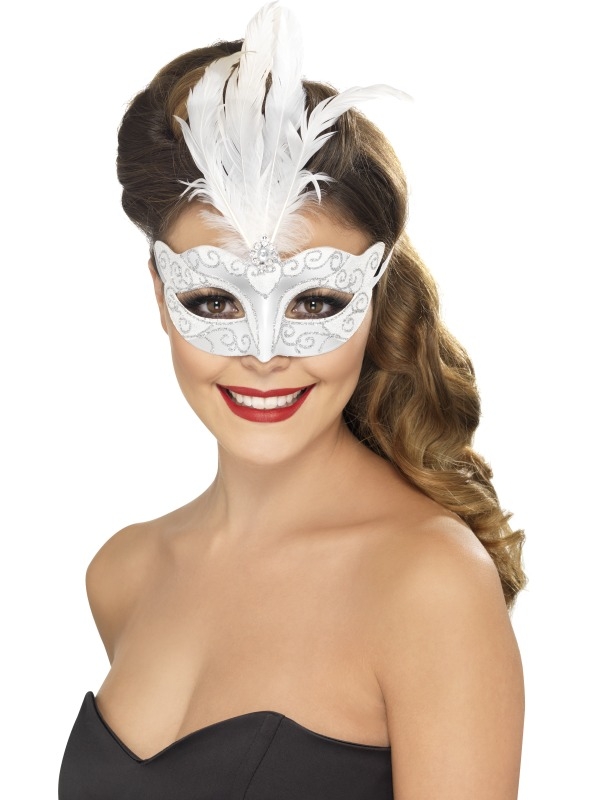 Venetiaans masker wit zilver
